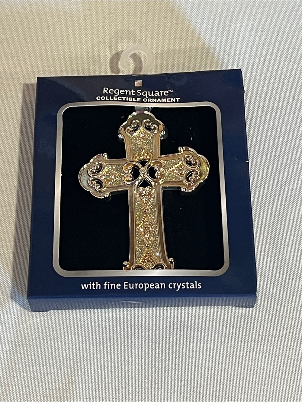 NEW Regent Square Gold Cross Ornament with Crystals